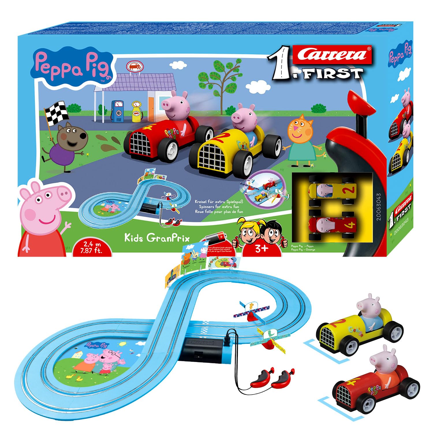 CARRERA 20063043 – FIRST Peppa Pig Kids GranPrix Rennbahn ab 3 Jahren