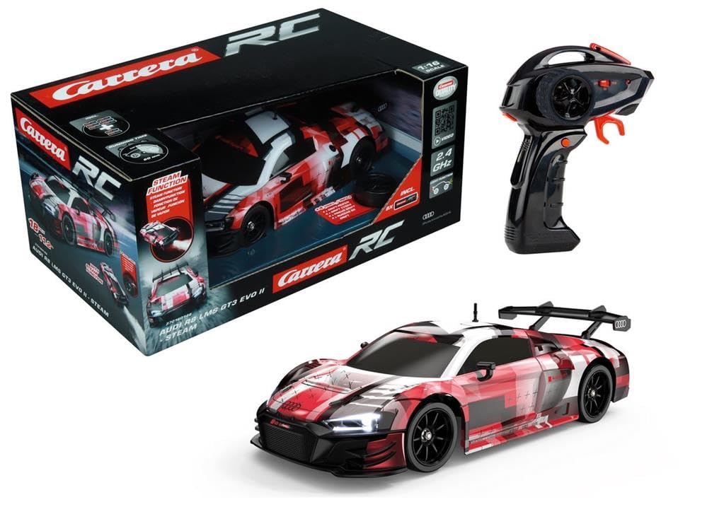 CARRERA 370160148 – RC Audi R8 LMS GT3 evo II Steam mit Licht, Allrad & Dampffunktion